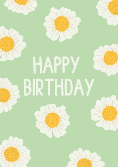 Cute Birthday Card - Green Daisy - For Her created by Hunter Of The Wild