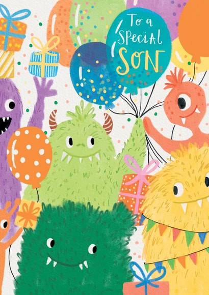 Cute Birthday Card - For Son - Monster Party created by Louise Tiler