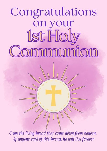 Communion Girl: Pink Cross Communion and Scripture Verse Congratulations created by Dara, Ceramic Scripture