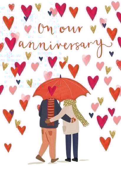 Cute Anniversary Card - Couple With Umbrella - On Our Anniversary created by Louise Tiler