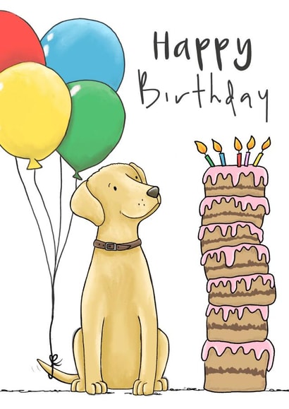 Cute Birthday Card - Golden Labrador - Cake created by Lucy Driver