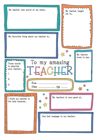 Teacher Thank You Card - Fill in the Blanks - From The Kids created by KDee Designs