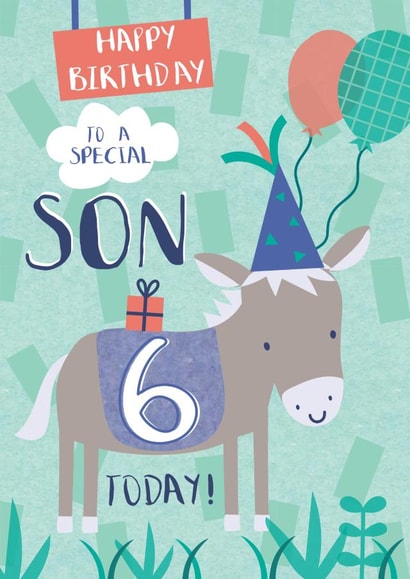 Cute Donkey card for Son age 6 created by Juniper and Rose Studio