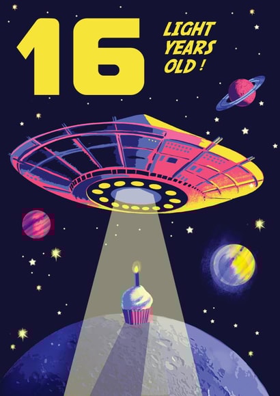 Cool 16th Birthday Card - For Him - Sci Fi Spaceship created by Rocket68