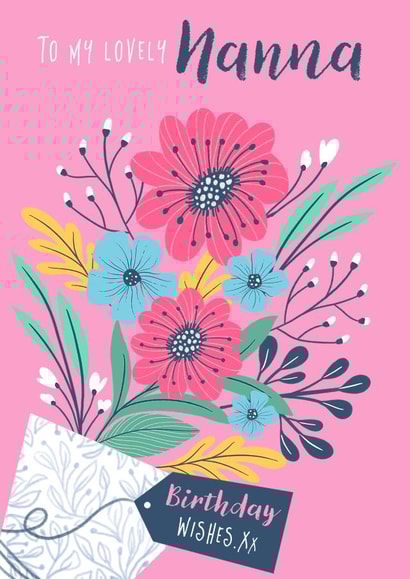 Pretty Birthday Card - For Nanna - Birthday Flowers created by Dalia Clark Design