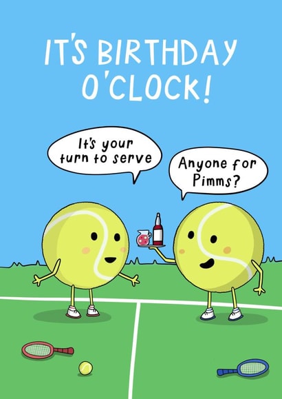 Funny Birthday Card - Tennis Wimbledon Pimms O’Clock - Tennis Balls Summer created by Running with Scissors