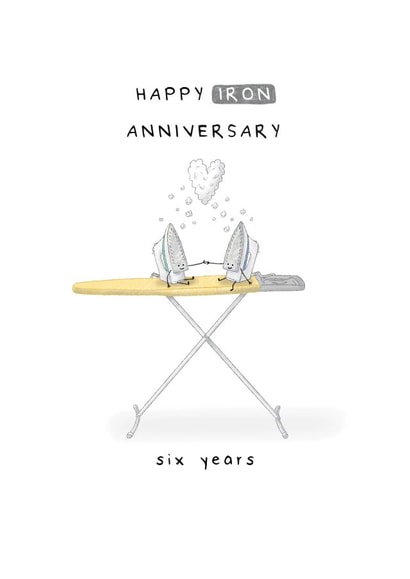 Cute 6th Wedding Anniversary Card - Iron Milestone - Six Years - 6th created by Larry the Match