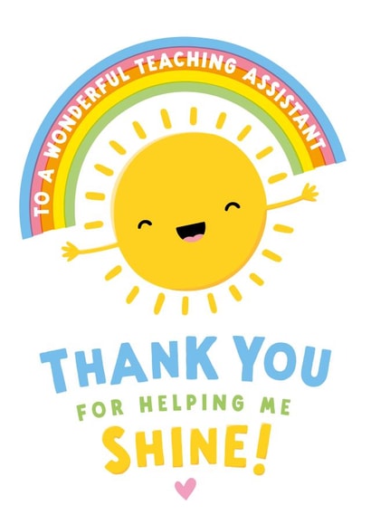 Cute Thank You Teacher Card - Rainbow & Sun - For Teaching Assistant created by Macie Dot Doodles