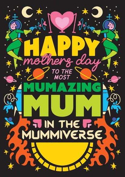 Arty Mother's Day Card - Amazing Mum from Outer Space created by OBJECTABLES