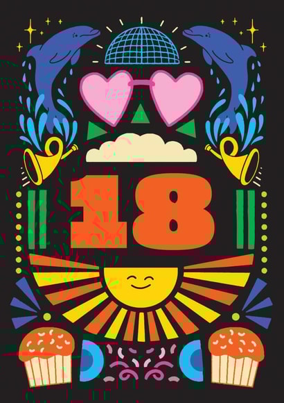 Arty Birthday Card - 18th - For Him and For Her created by OBJECTABLES