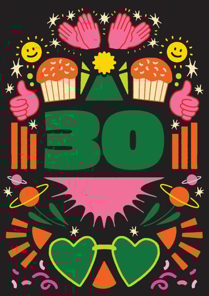 Arty Birthday Card - 30th - For Him and For Her created by OBJECTABLES