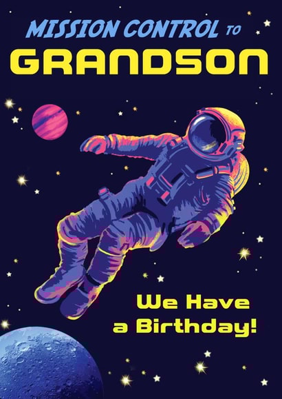 Cool Birthday Card - For Grandson - Astronaut Space created by Rocket68