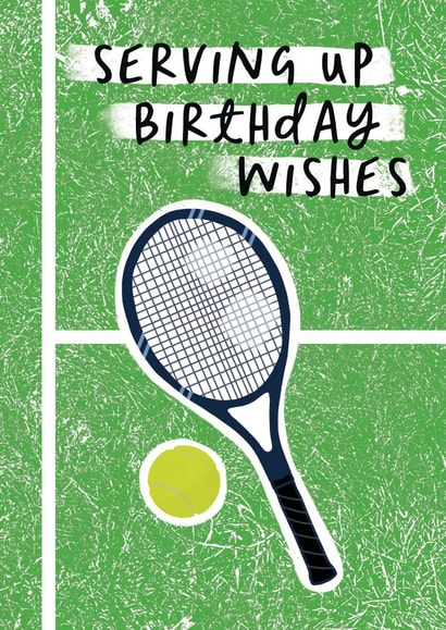 Classic Birthday Card - Serving Up Pun - For Tennis Fan created by Sweetlove Press