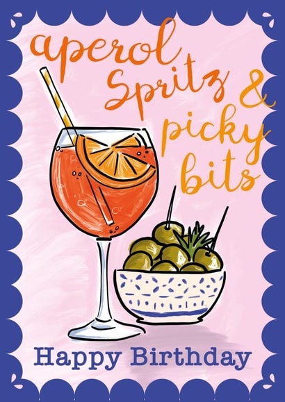 Arty Aperol Sprits & picky bits birthday card for a fabulous Friend created by Rulu