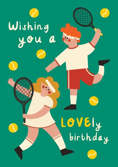 Cute Birthday Card - Wimbledon Tennis Championship - Tennis Pun created by AbiGoLucky