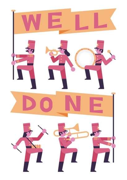 Cute Congratulations Card - Marching Band - Well Done created by Chris Wharton
