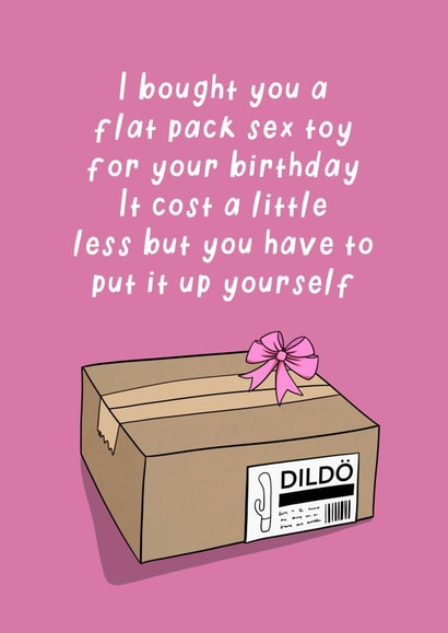 Rude Birthday Card - Flat Pack Sex Toy Pun - Cheeky Cost of Living Joke created by Running with Scissors