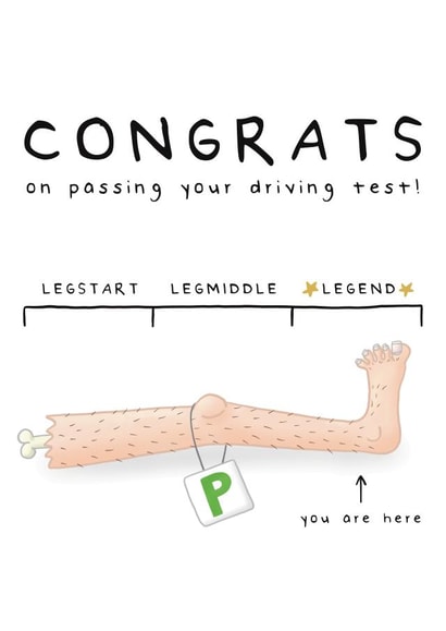Funny Driving Test Card - Legend - Congrats created by Larry the Match