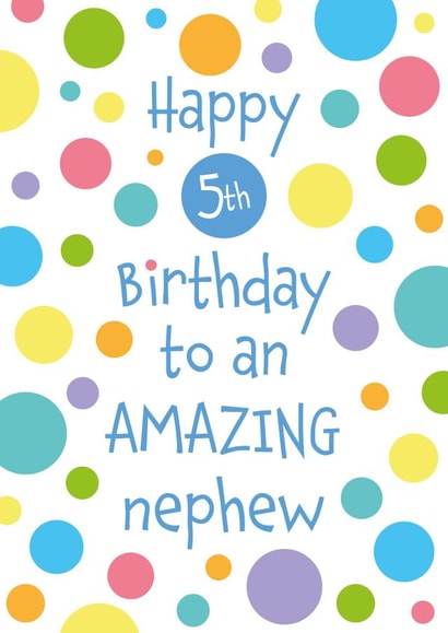 Cute 5th Birthday Card - For Nephew - Colourful Spots created by size3art