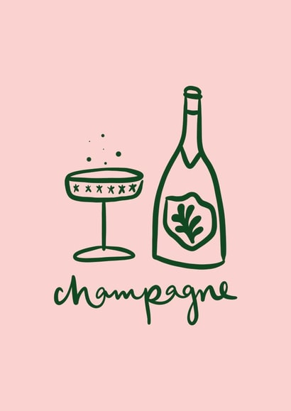 Arty Celebration Card - For Birthdays or Engagements - Champagne created by Sarah Nolloth Illustration