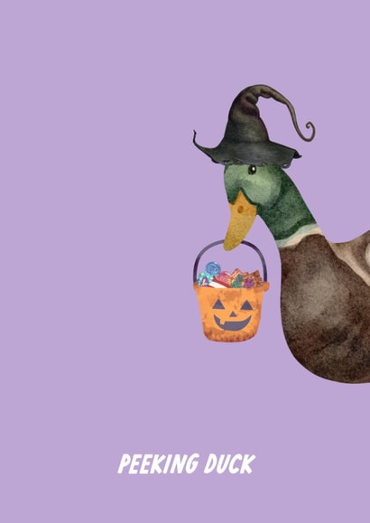 Pun Halloween Card - Peeking Duck created by The Marmalade Cat