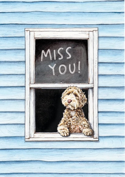 Cute Friendship Card - Miss You - Cockapoo created by Bewilderbeest