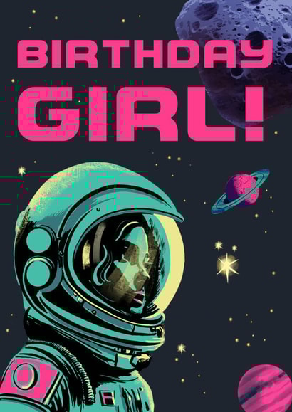 Retro Birthday Card - For Her - Astronaut Space created by Rocket68