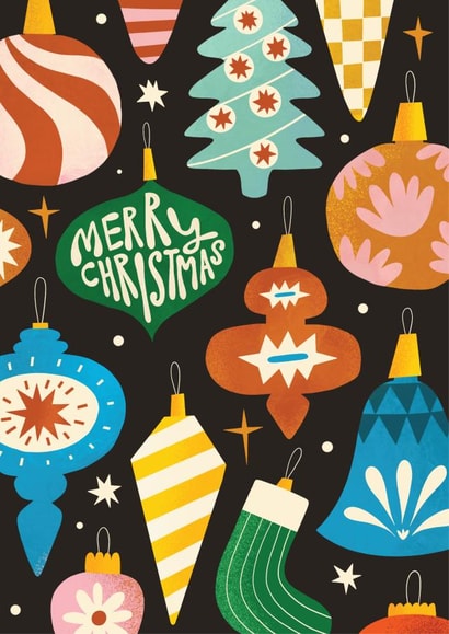 Pretty Christmas Card - Hand Illustrated Baubles created by AbiGoLucky