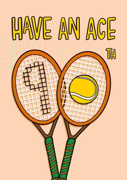 Fun 90th Birthday Card - Tennis Pun - For Him created by TeePee Creations