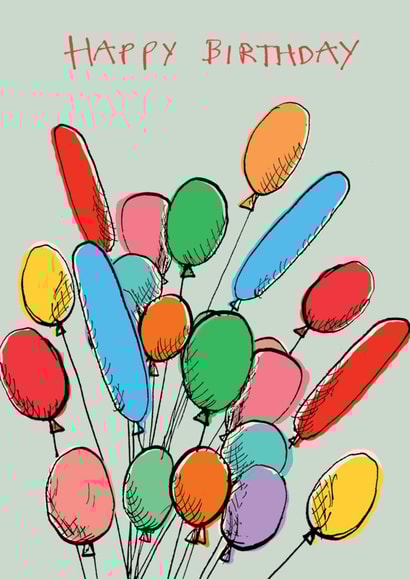 Happy Birthday Balloons - Colourful Birthday Card created by Poet and Painter