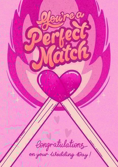 Romantic Wedding Card - Two Matches -  Perfect Match! created by Kasia Cards
