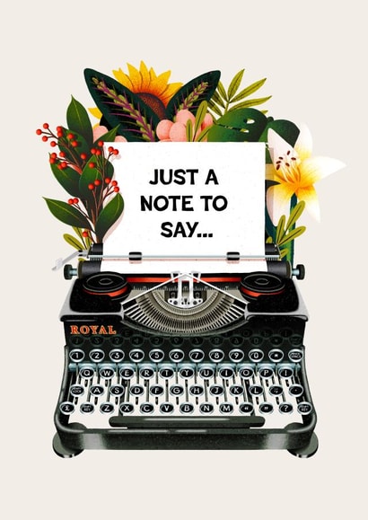 Cute Typewriter Card - Just Because - Thank you note - Thinking of You created by Folio | Ian Owen
