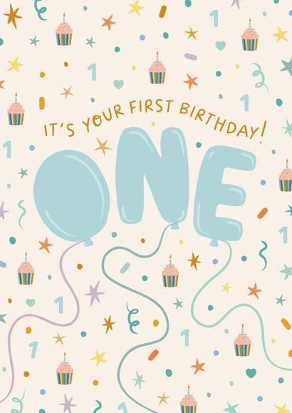 Cute 1st Birthday Card - For A Little Boy created by The Pattern Press