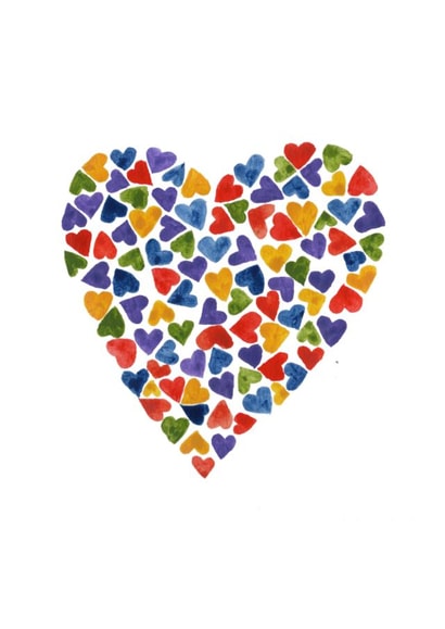 Watercolour Rainbow Heart - Anniversary Or Wedding - Love created by Prints & Pages