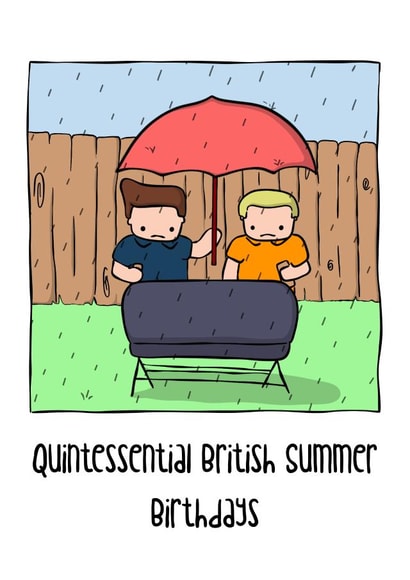 Funny Birthday Card - Quintessential British Summer Birthdays created by Daniella Illustrates