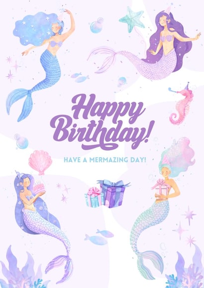 Cute Mermaid Birthday Card created by Gillian Ayre