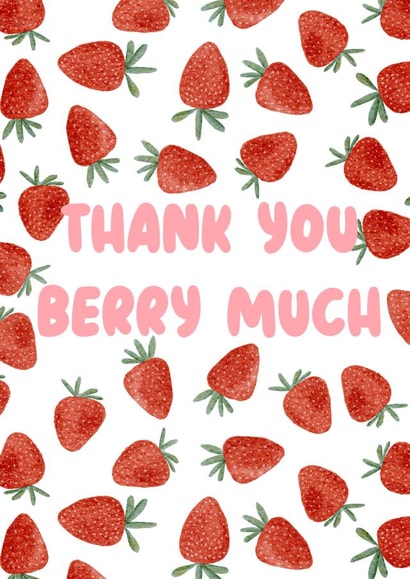 Cute thank you card with a berry cute play on words created by Kimmy Gowland