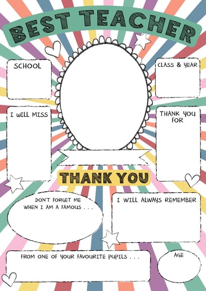 Cute Thank You Card - For Teacher - From The Kids - Personalise Sentimental created by Mad Philomena