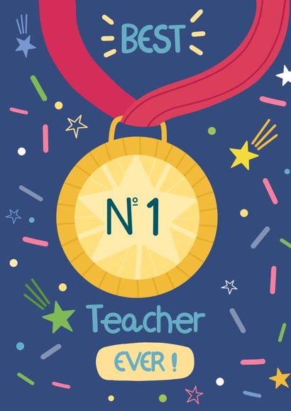 Cute number one thank you card for teachers. created by Alicia Cambridge