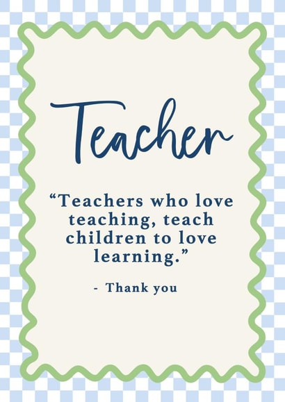 Heartfelt Thank You Card - For Teacher - Quote created by Kind of Simple Designs