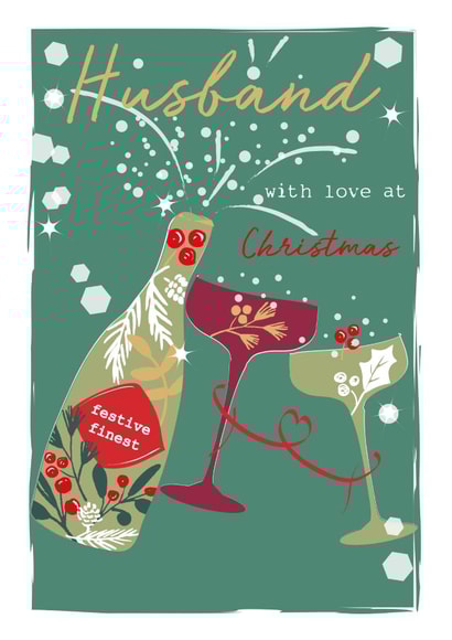 Classic Christmas Card - For Husband - Festive Christmas Bubbly created by SABIVO Design by Sabina