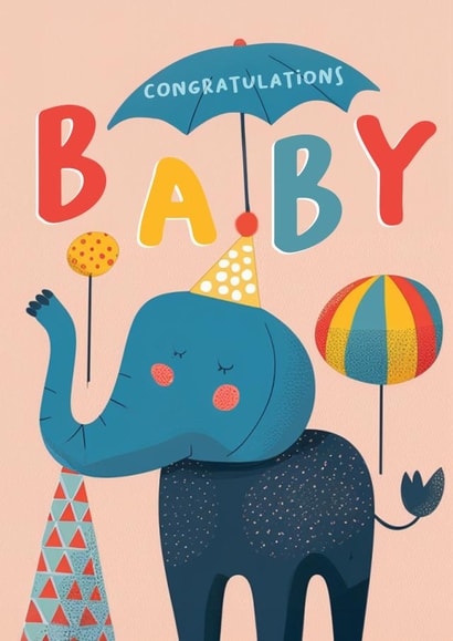 Cute New Baby Card - Baby Shower - Elephant created by Foggish