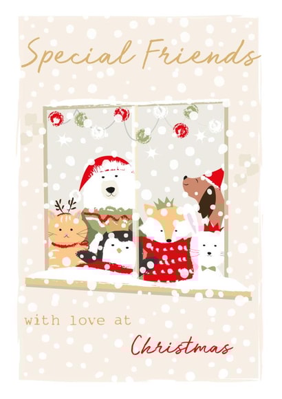 Classic Christmas Card - For Special Friends Cute Animals with Festive Hats created by SABIVO Design by Sabina