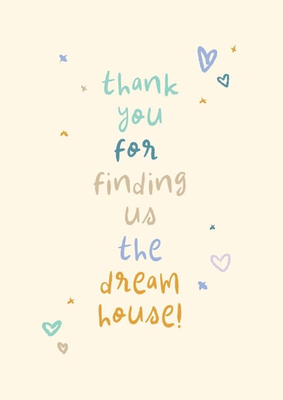 Classic Thank You card - Finding The Dream House - Estate Agent - Playful Type created by Rebecca Prinn