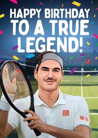 Funny Birthday Card - True Legend - Roger Federer Tennis created by Mrs Best Paper Co.