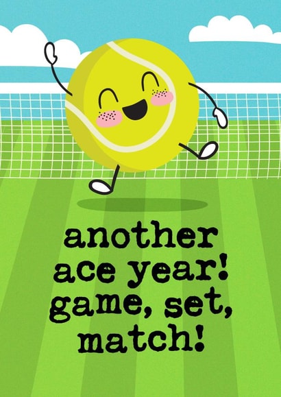Cute Birthday Card - Wimbledon Tennis - Another Ace Year! created by Mrs Best Paper Co.