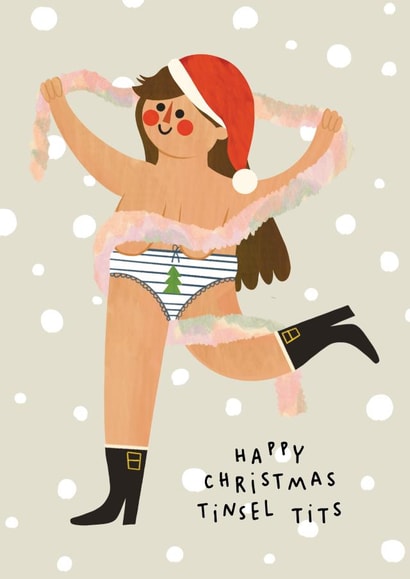 Cute Christmas Card - Tinsel Tits - For Her created by AbiGoLucky
