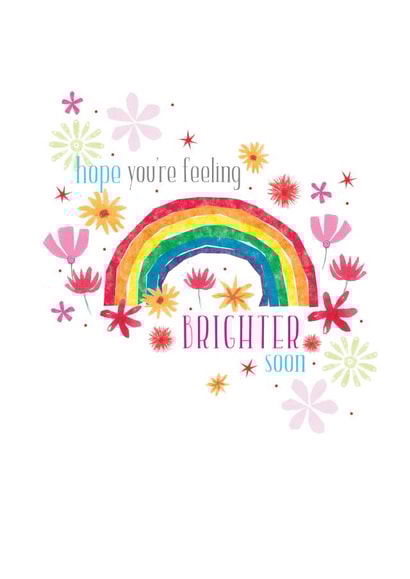 Modern bright Rainbow Get Well card created by Clare Joys