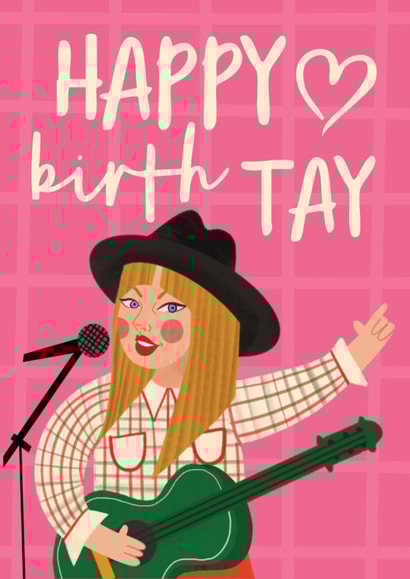 Cute Birthday Card - Taylor Swift Pun - Country Illustration created by AbiGoLucky