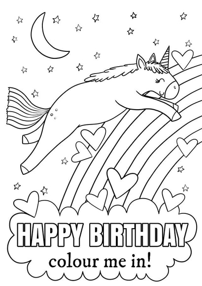 Cute Birthday Card - Unique Colouring Card - Creative and Crafty - Unicorn created by Sian Moore Illustration